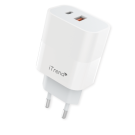 Carregador De Parede Itrend USB-A + USB-C 25W Quick Charge 3.0 PD Branco