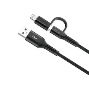 Cabo iTrend USB-A para USB-C com Adaptador Lightning Preto iT-CBA2-1