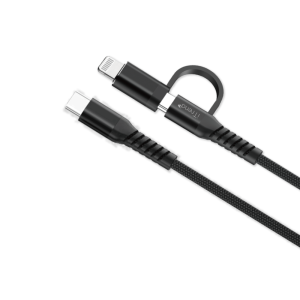 Cabo iTrend USB-C para USB-C com Adaptador Lightning Preto iT-CBC2-1